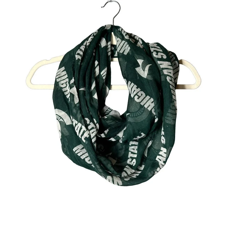 Michigan State Spartans Infinity Scarf Womens OS Green White Logo 34